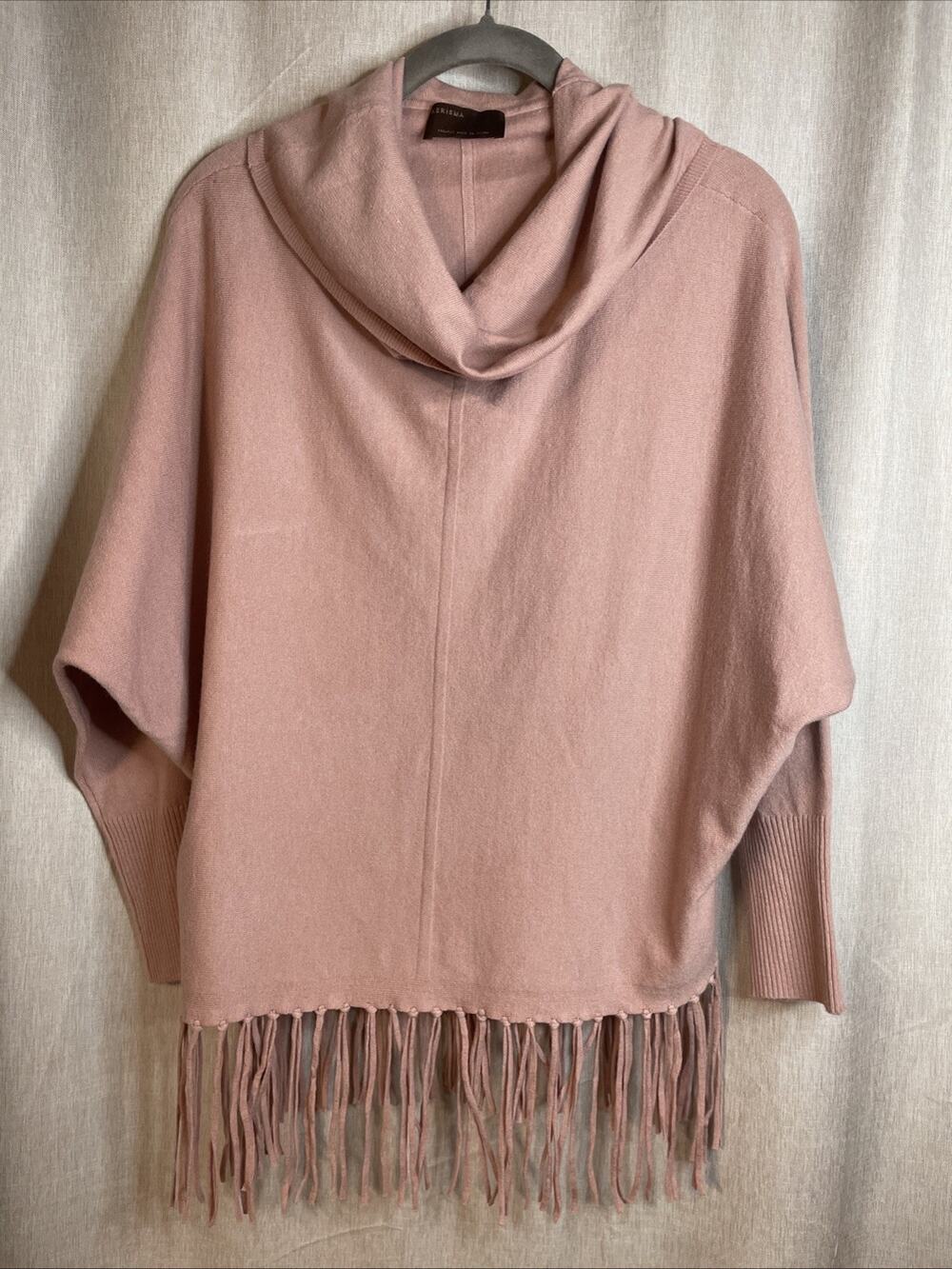 Women's KERISMA Zeyda Soft Pink Wool Blend Fringed Cowl Neck Sweater Size S/M